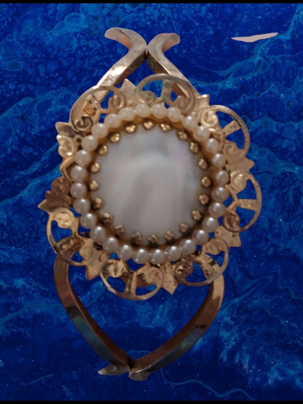 Vintage Gold And Pearl Filigree Bracelet